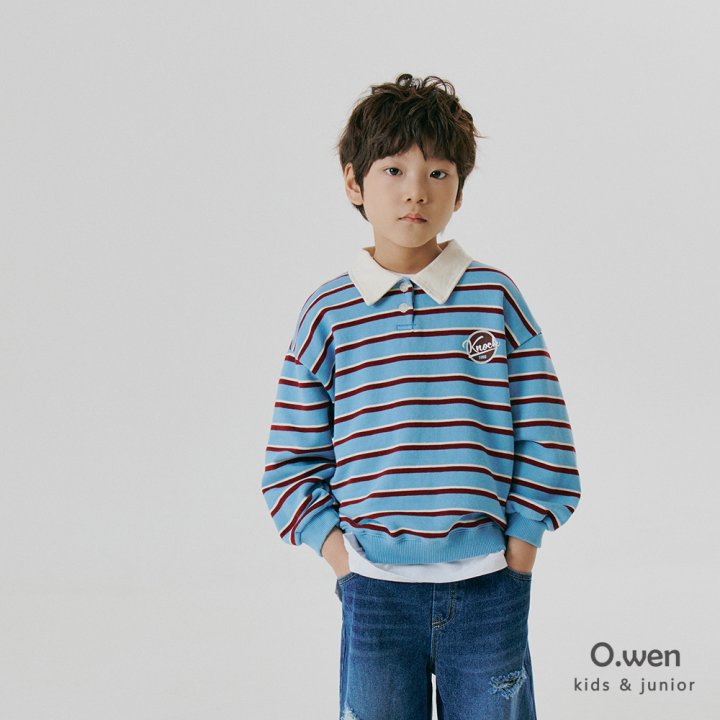 O Wen - Korean Children Fashion - #discoveringself - Striped Collar Sweatshirts