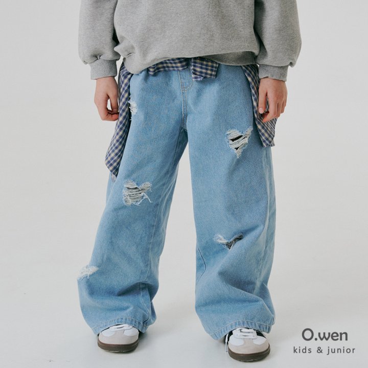 O Wen - Korean Children Fashion - #discoveringself - Heart Damage Denim Pants - 10