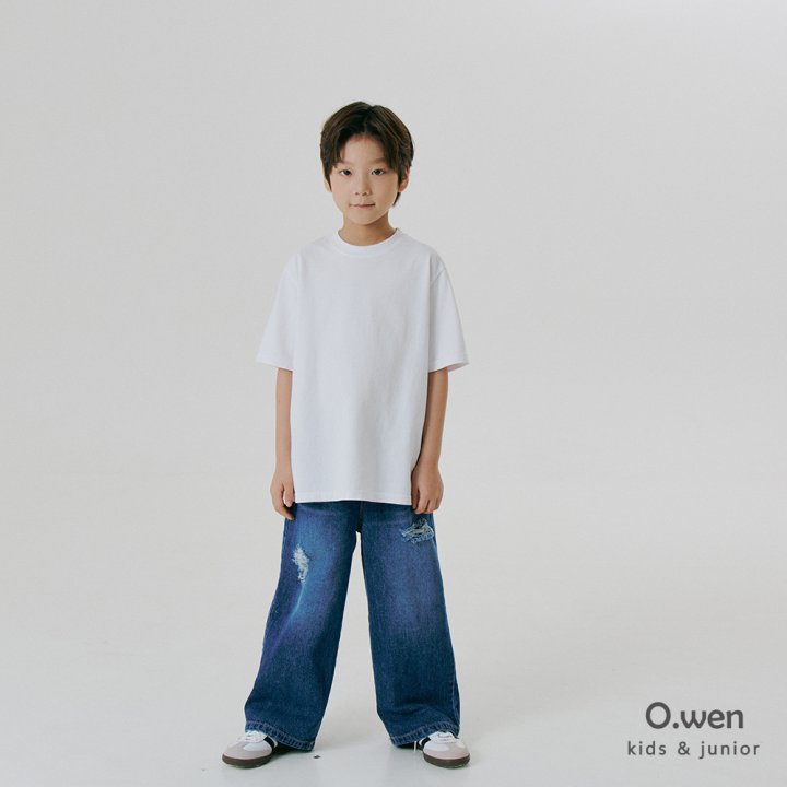 O Wen - Korean Children Fashion - #fashionkids - Damage Washed Denim Pants - 6