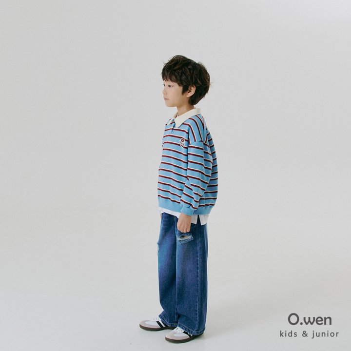 O Wen - Korean Children Fashion - #kidzfashiontrend - Striped Collar Sweatshirts - 5