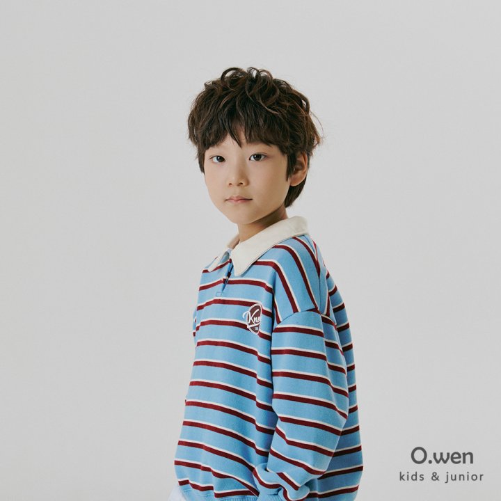 O Wen - Korean Children Fashion - #magicofchildhood - Striped Collar Sweatshirts - 8