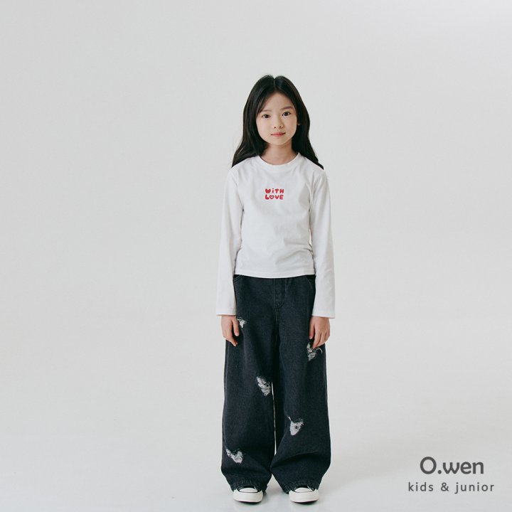 O Wen - Korean Children Fashion - #magicofchildhood - Heart Damage Denim Pants