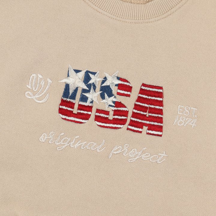 O Wen - Korean Women Fashion - #momslook - USA Embroidery Sweatshirts Adult - 5