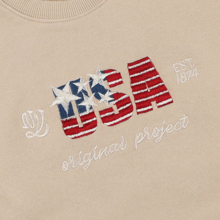 O Wen - Korean Women Fashion - #momslook - USA Embroidery Sweatshirts Adult - 6
