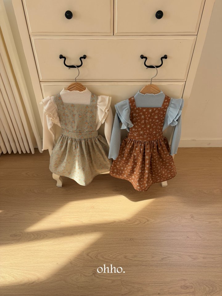 Ohho - Korean Children Fashion - #Kfashion4kids - Floral Suspenders Skirt - 6