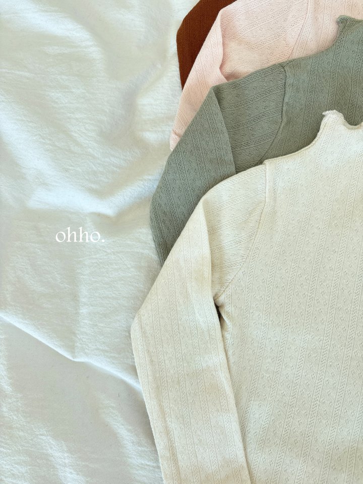 Ohho - Korean Children Fashion - #childofig - Eyelet Mockneck Tee - 2