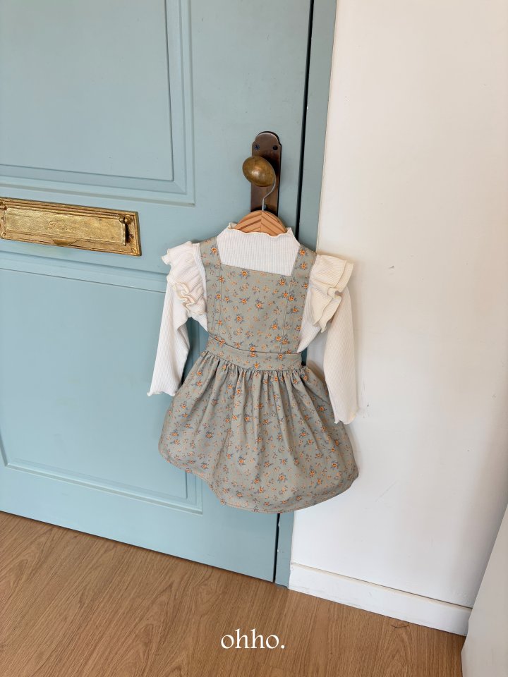 Ohho - Korean Children Fashion - #kidsshorts - Floral Suspenders Skirt - 3