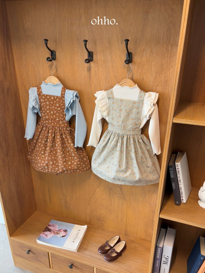 Ohho - Korean Children Fashion - #magicofchildhood - Floral Suspenders Skirt - 8