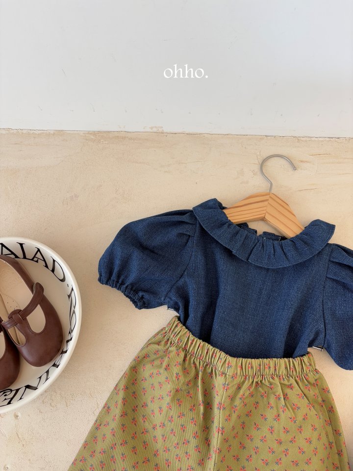 Ohho - Korean Children Fashion - #minifashionista - Denim Frill Blouse - 7