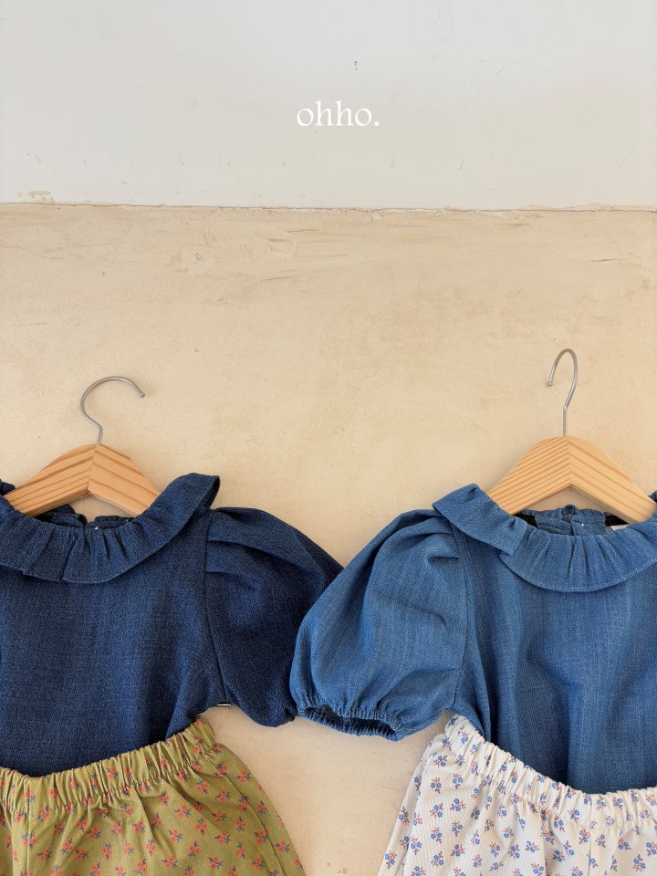 Ohho - Korean Children Fashion - #prettylittlegirls - Denim Frill Blouse - 8