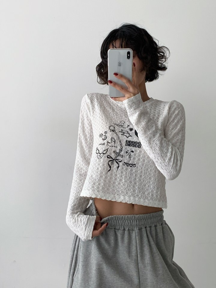 One the woman - Korean Women Fashion - #womensfashion - Wrinkle Graphic Tee - 4
