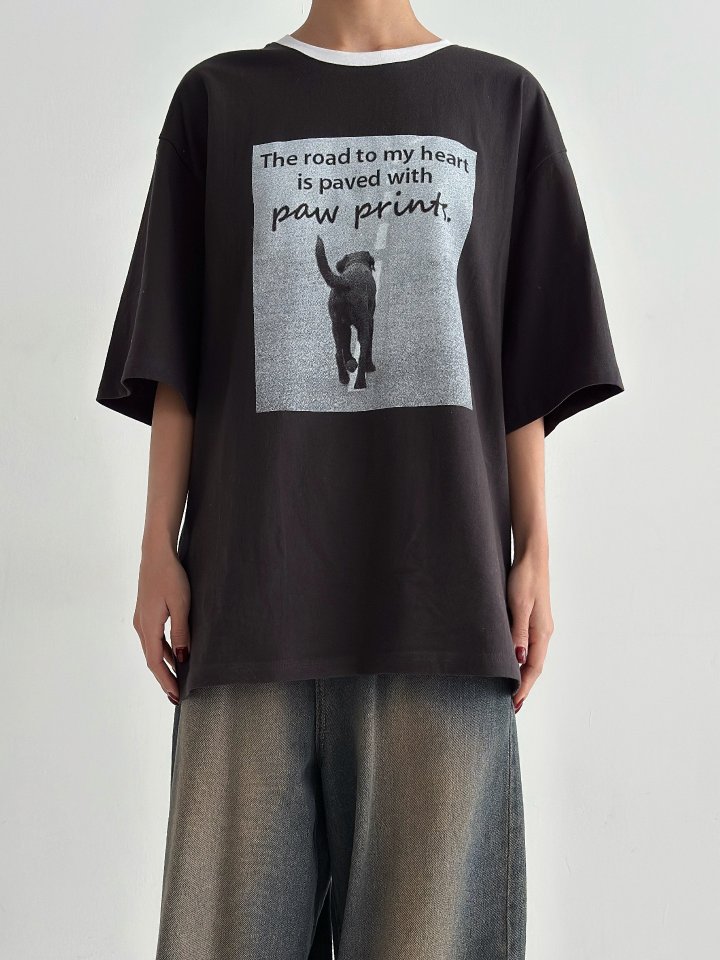 One the woman - Korean Women Fashion - #momslook - Dog Colored Tee - 4