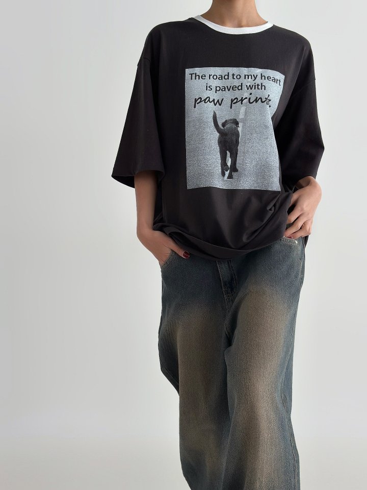 One the woman - Korean Women Fashion - #momslook - Dog Colored Tee - 5
