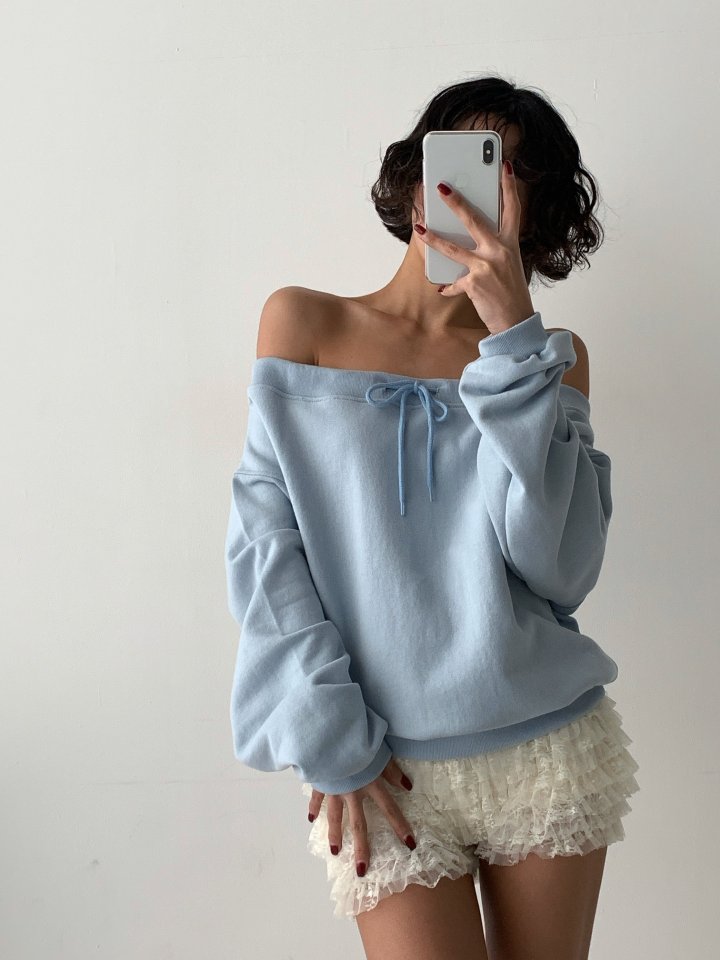 One the woman - Korean Women Fashion - #momslook - Off Shoulder Sweatshirts - 3