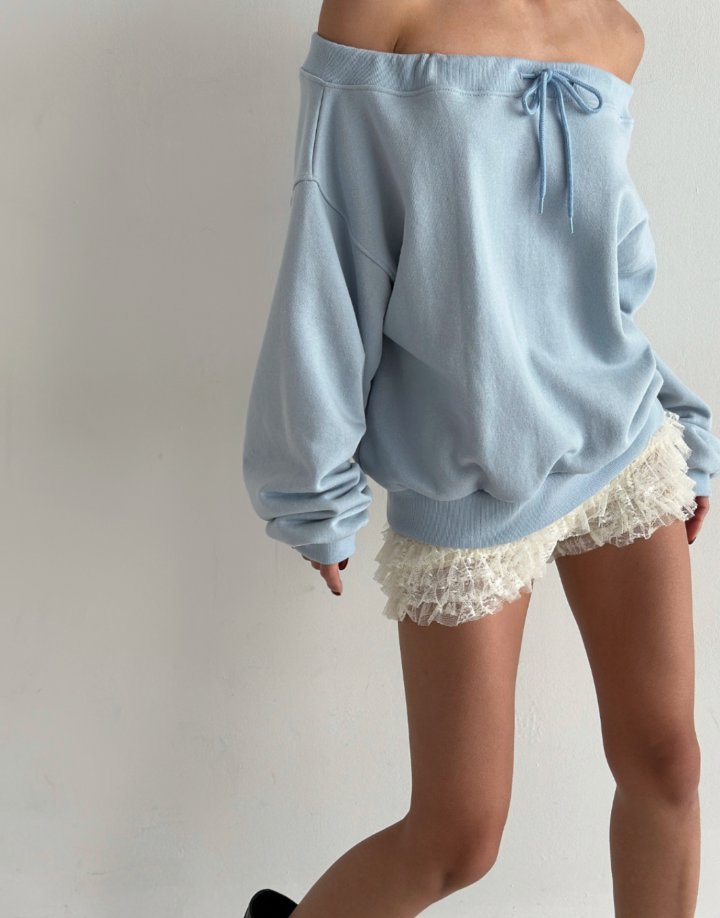 One the woman - Korean Women Fashion - #momslook - Off Shoulder Sweatshirts - 4