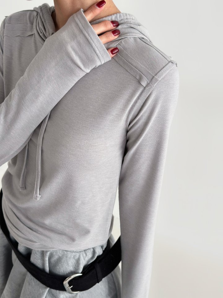 One the woman - Korean Women Fashion - #pursuepretty - Simple Dekki Hood Tee - 3
