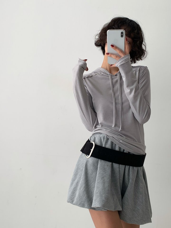 One the woman - Korean Women Fashion - #romanticstyle - Simple Dekki Hood Tee - 5