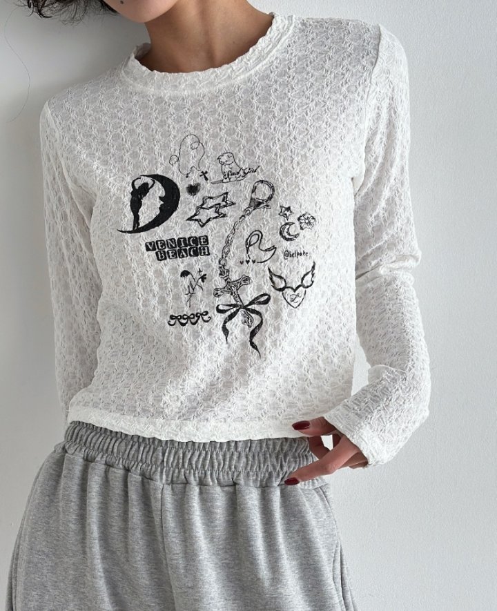 One the woman - Korean Women Fashion - #womensfashion - Wrinkle Graphic Tee - 3