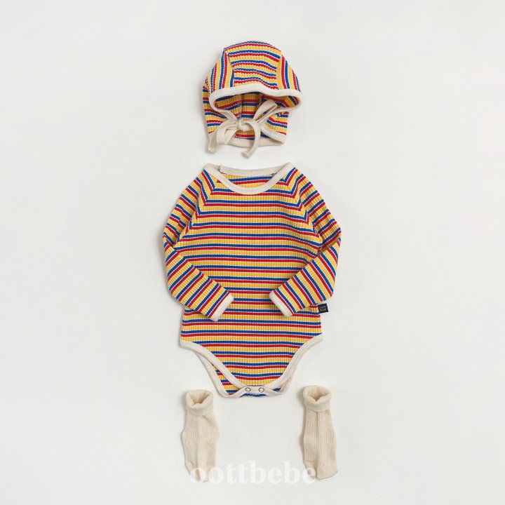 Oott Bebe - Korean Baby Fashion - #babyclothing - Rainbow Suit Bonnet Set - 7