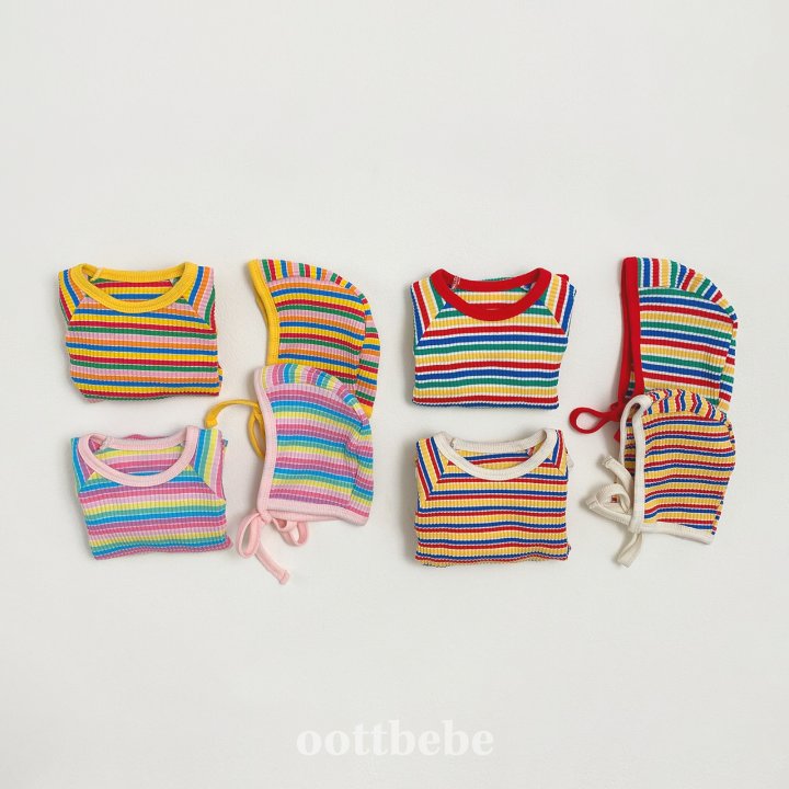 Oott Bebe - Korean Baby Fashion - #babyfashion - Rainbow Suit Bonnet Set - 8