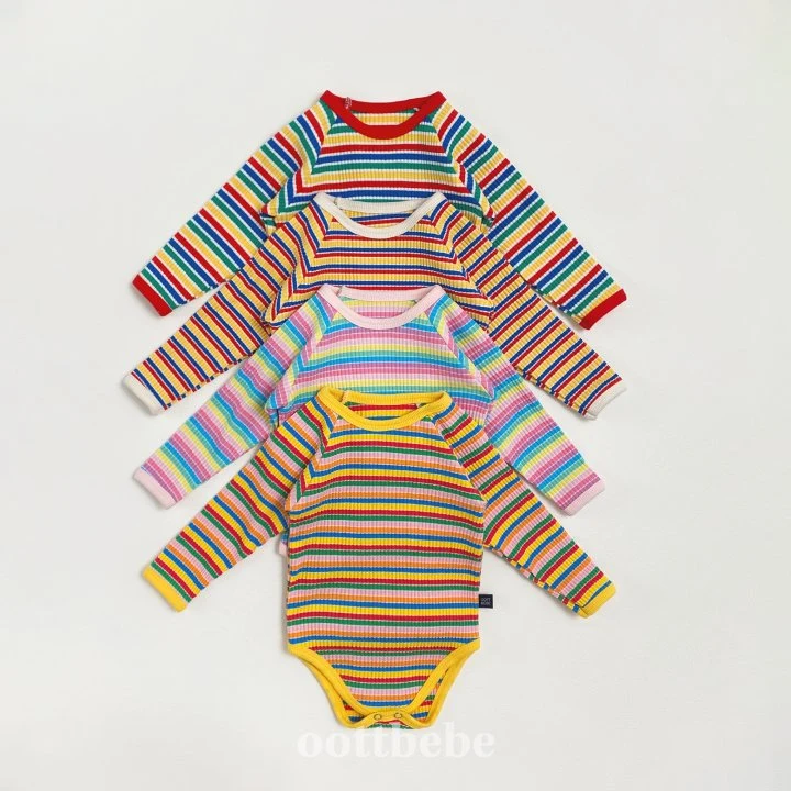 Oott Bebe - Korean Baby Fashion - #babyfever - Rainbow Suit Bonnet Set - 9