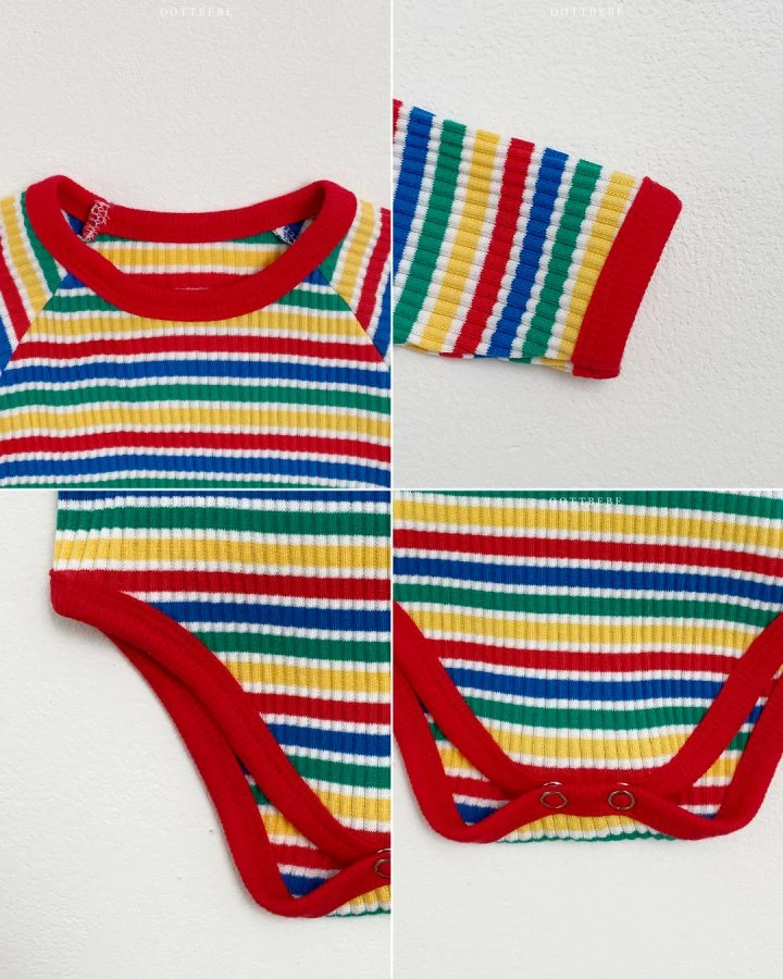 Oott Bebe - Korean Baby Fashion - #babylifestyle - Rainbow Suit Bonnet Set - 11
