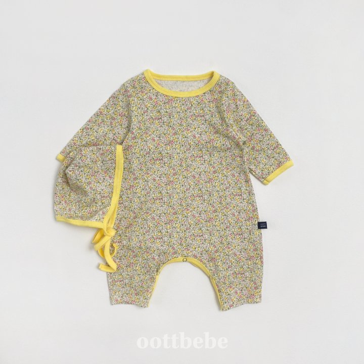 Oott Bebe - Korean Baby Fashion - #babylifestyle - Lace Flower Full Body Suit Bonnet Set - 4
