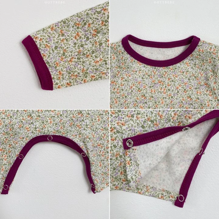 Oott Bebe - Korean Baby Fashion - #babyootd - Lace Flower Full Body Suit Bonnet Set - 5