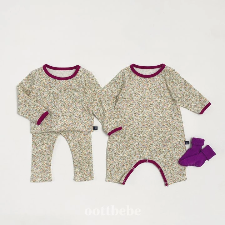 Oott Bebe - Korean Baby Fashion - #babyoutfit - Lace Flower Full Body Suit Bonnet Set - 6