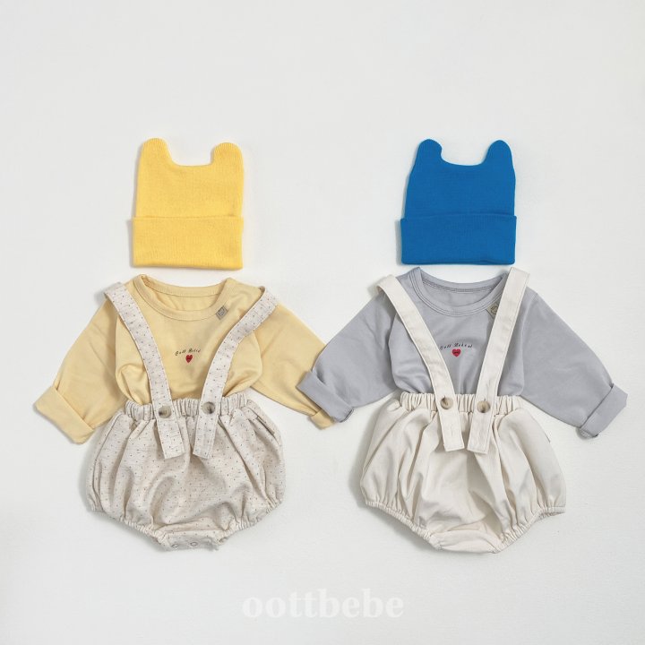 Oott Bebe - Korean Baby Fashion - #smilingbaby - Creamy Overalls Suit