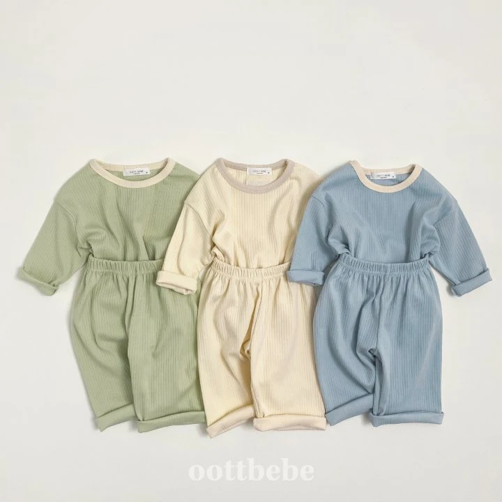 Oott Bebe - Korean Children Fashion - #kidsshorts - Pure Rib Top Bottom Set