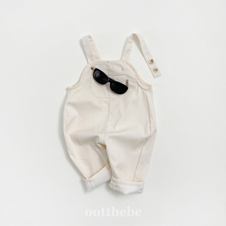 Oott Bebe - Korean Children Fashion - #kidsstore - Creamy Overalls - 3