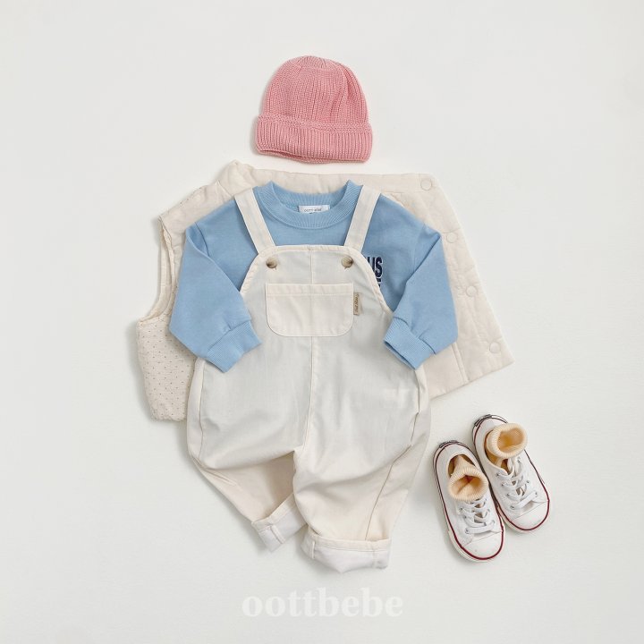 Oott Bebe - Korean Children Fashion - #kidsstore - Creamy Overalls - 4