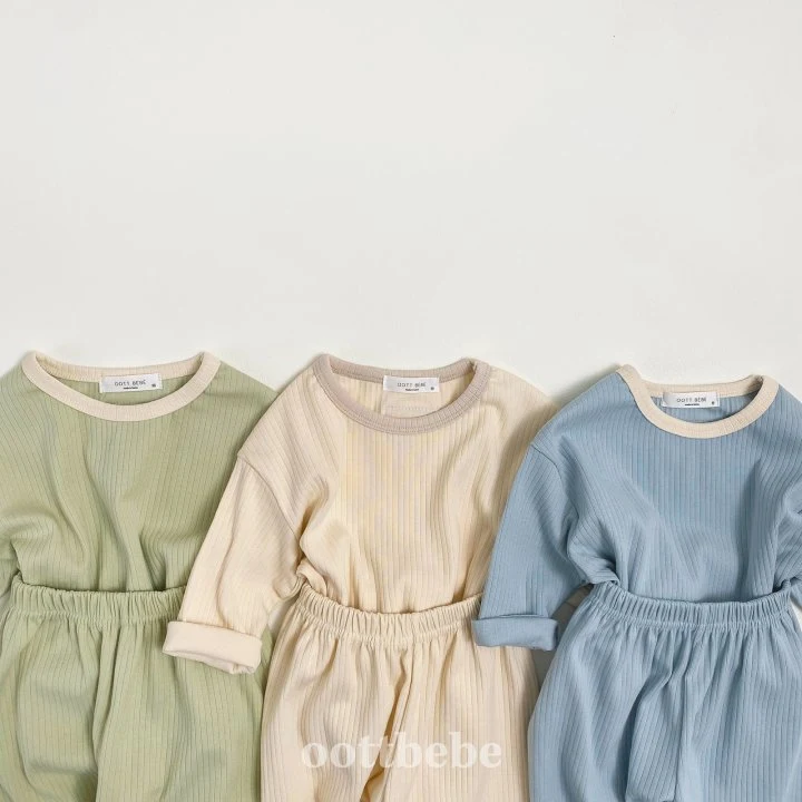 Oott Bebe - Korean Children Fashion - #kidzfashiontrend - Pure Rib Top Bottom Set - 3