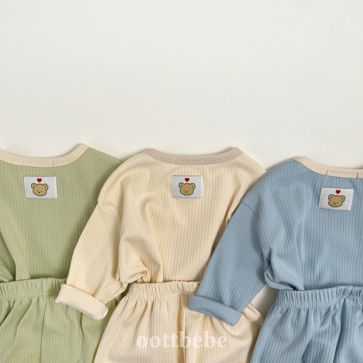 Oott Bebe - Korean Children Fashion - #prettylittlegirls - Pure Rib Top Bottom Set - 8