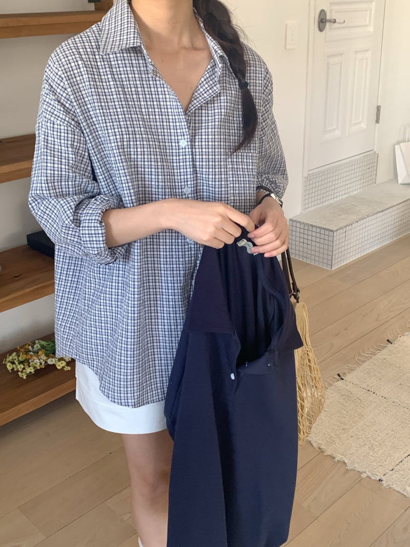 Osense - Korean Women Fashion - #momslook - Friend Check Shirt - 10