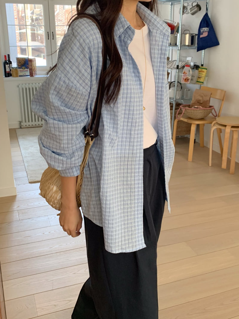 Osense - Korean Women Fashion - #momslook - Friend Check Shirt - 6