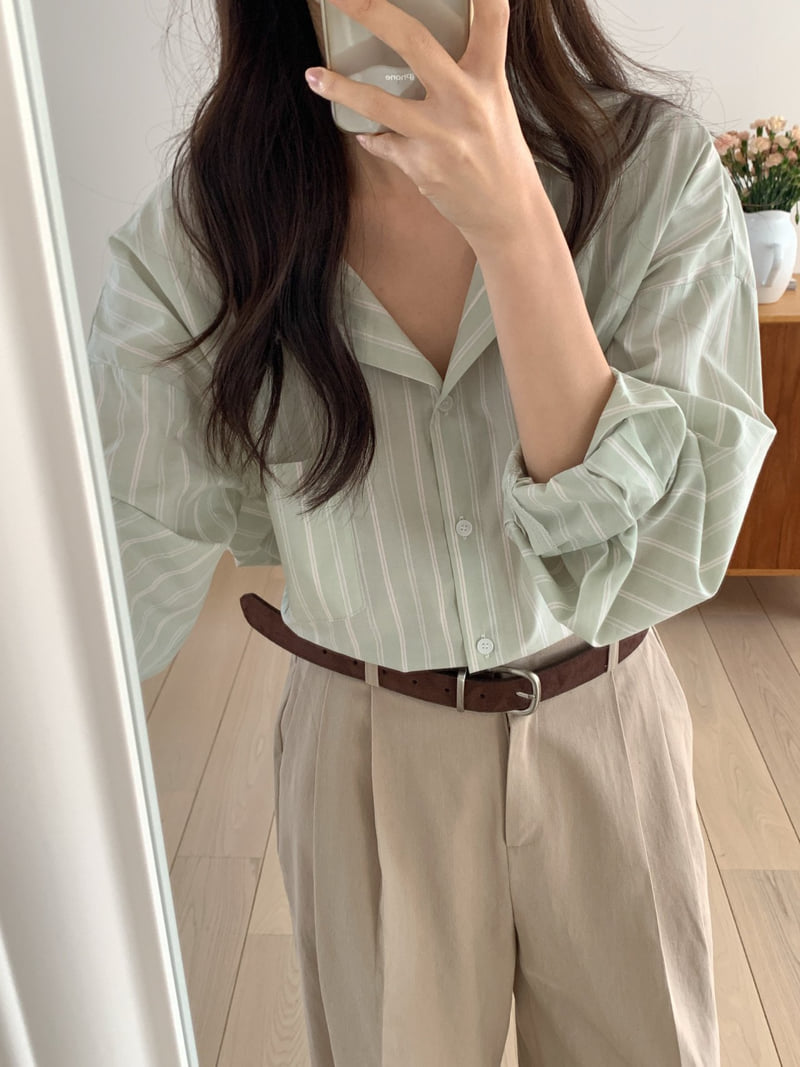 Osense - Korean Women Fashion - #momslook - If Stripe Shirt - 11