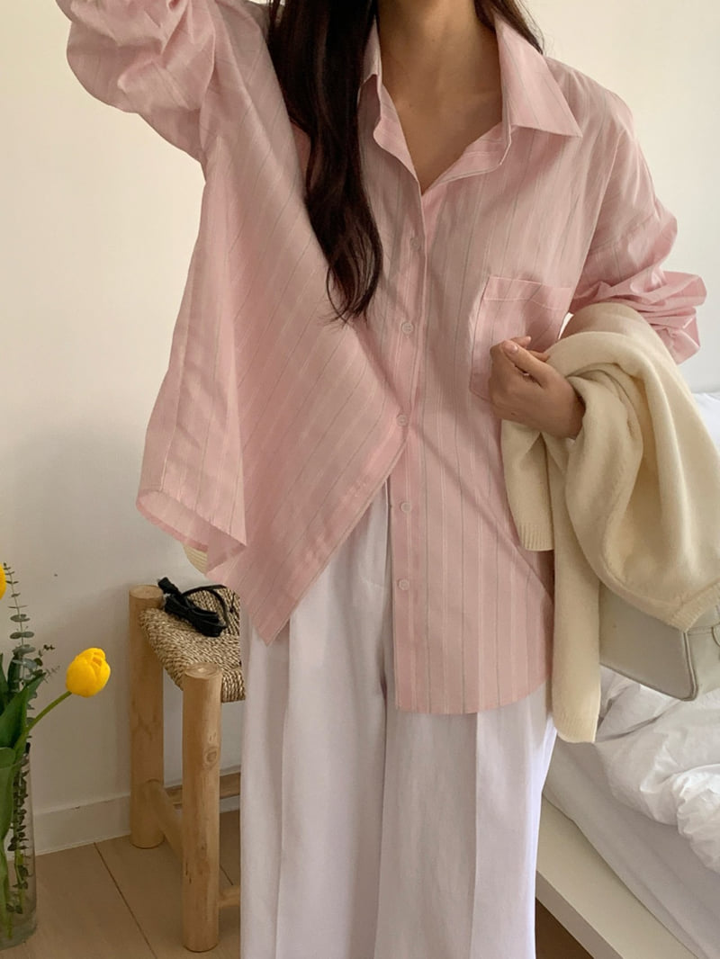 Osense - Korean Women Fashion - #romanticstyle - If Stripe Shirt