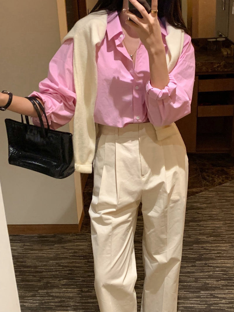 Osense - Korean Women Fashion - #vintageinspired - Pastel Basic Shirt - 3