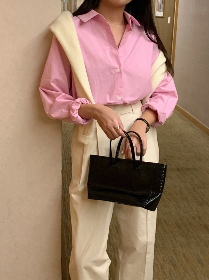 Osense - Korean Women Fashion - #vintageinspired - Pastel Basic Shirt - 4