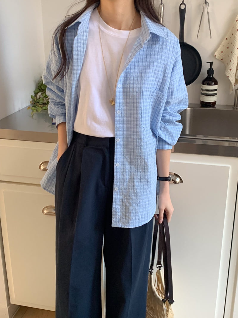 Osense - Korean Women Fashion - #womensfashion - Friend Check Shirt - 7