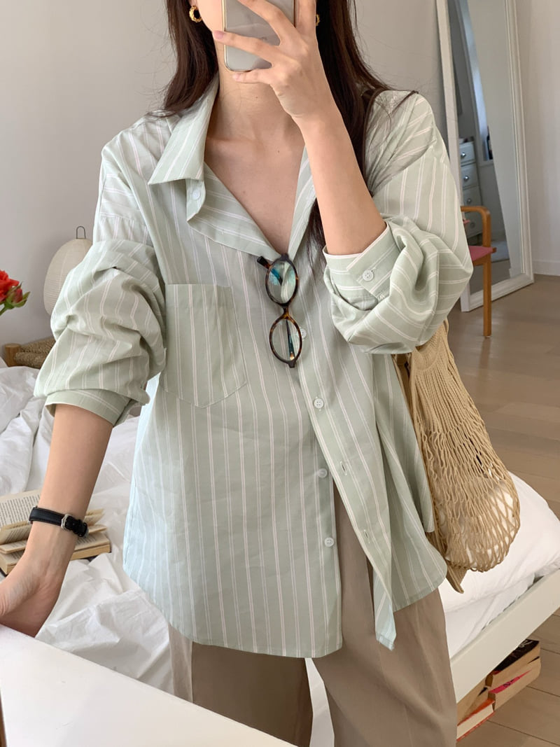 Osense - Korean Women Fashion - #womensfashion - If Stripe Shirt - 10