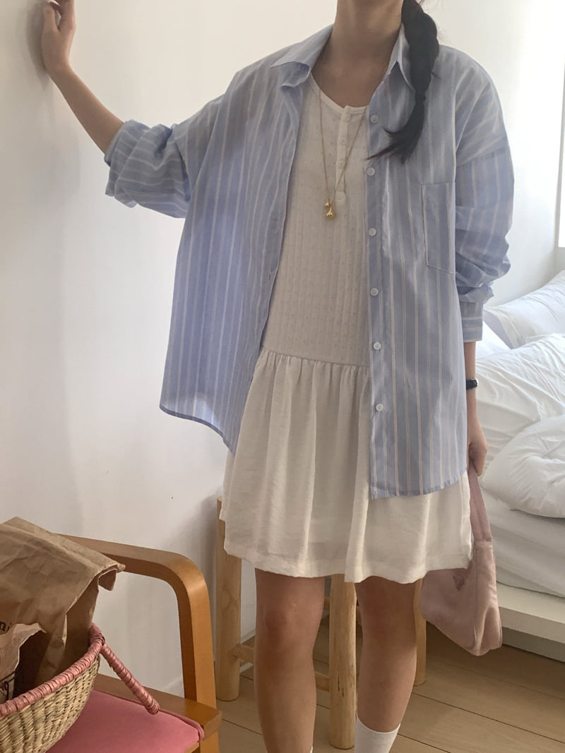 Osense - Korean Women Fashion - #womensfashion - If Stripe Shirt - 6