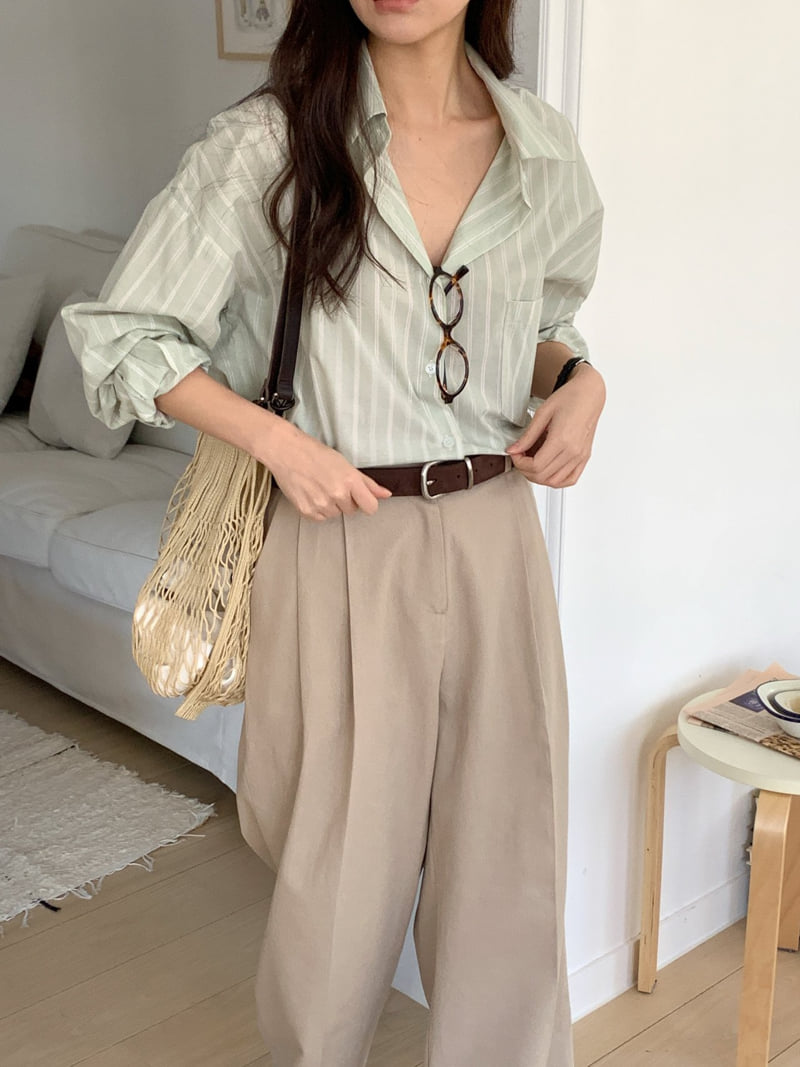 Osense - Korean Women Fashion - #womensfashion - If Stripe Shirt - 8