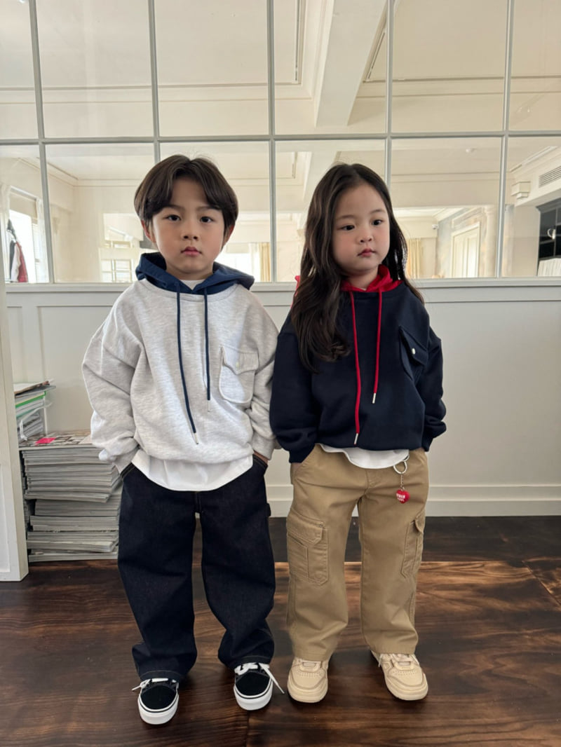 Our - Korean Children Fashion - #kidsshorts - Beams Color Matching Hoodie - 4