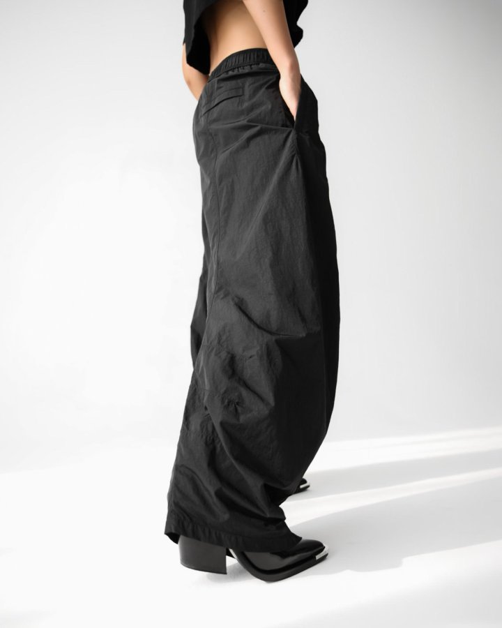 Paper Moon - Korean Women Fashion - #momslook - Nylon Drawstring Wide Twist Pattern Trousers - 3