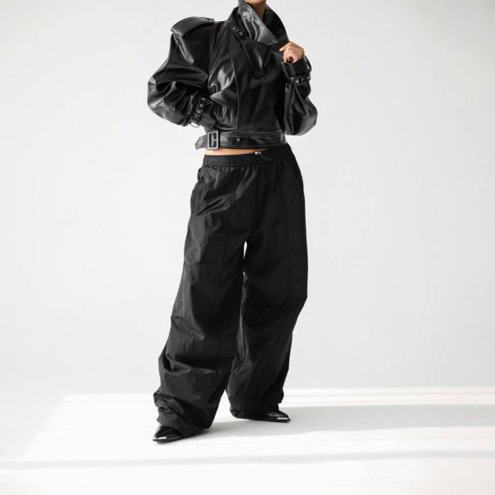 Paper Moon - Korean Women Fashion - #momslook - Nylon Drawstring Wide Twist Pattern Trousers - 7