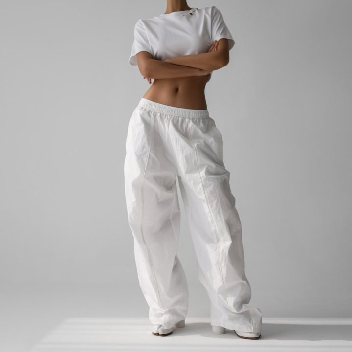 Paper Moon - Korean Women Fashion - #womensfashion - Nylon Drawstring Wide Twist Pattern Trousers - 4