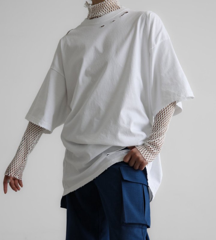 Paper Moon - Korean Women Fashion - #momslook - Oversized Pigment Cutting Detail Tee - 3